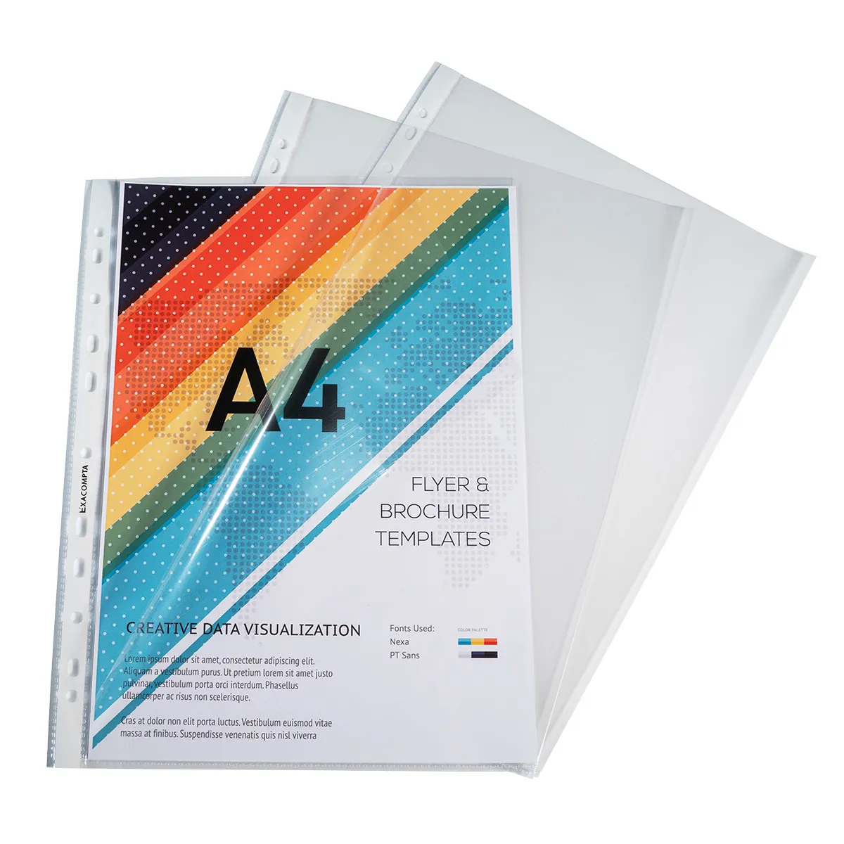 Pochette perforée transparente A4 polypropylène lisse cristal 6/100e ouverture en coin Exacompta - Lot de 10 - Protèges-documents, Porte-vues