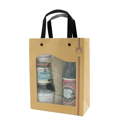 Sac kraft brun à fenêtre, Savoir-faire français – L 18 x P 8,5 x H 23 cm – Paquet de 10 - Sacs kraft à fenêtre-1