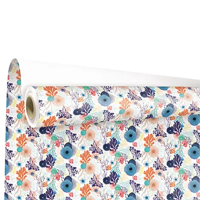 Papier cadeau couché Abysse bleu/vert/rose 70 cm x 50 m 60 g/m² – le rouleau - Papier cadeaux couchés à motifs