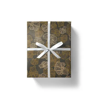 Papier cadeau kraft brun vergé Spirale noir/or 70 cm x 50 m 60 g/m² – le rouleau - Papiers cadeaux kraft à motifs-2