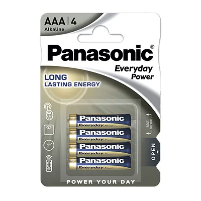 Pile alcaline LR03 AAA Everyday Power PANASONIC 1,5V – Blister de 4 - Piles