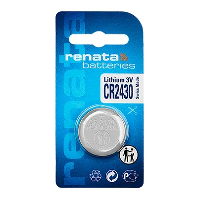 Pile bouton lithium CR2430 3V 285mAh 24 mm - Renata - Piles