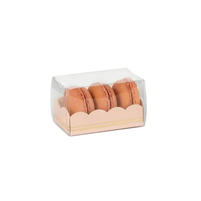 Boîte macarons Rose / Or PET 16 x 5 x 5 cm – 6 à 7 macarons - Emballage macarons - Lot de 10 - Boîtes macarons-1