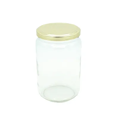 Bocal en verre 750ml avec couvercle or ø82mm – Paquet de 6 - Bouteilles et pots cylindriques