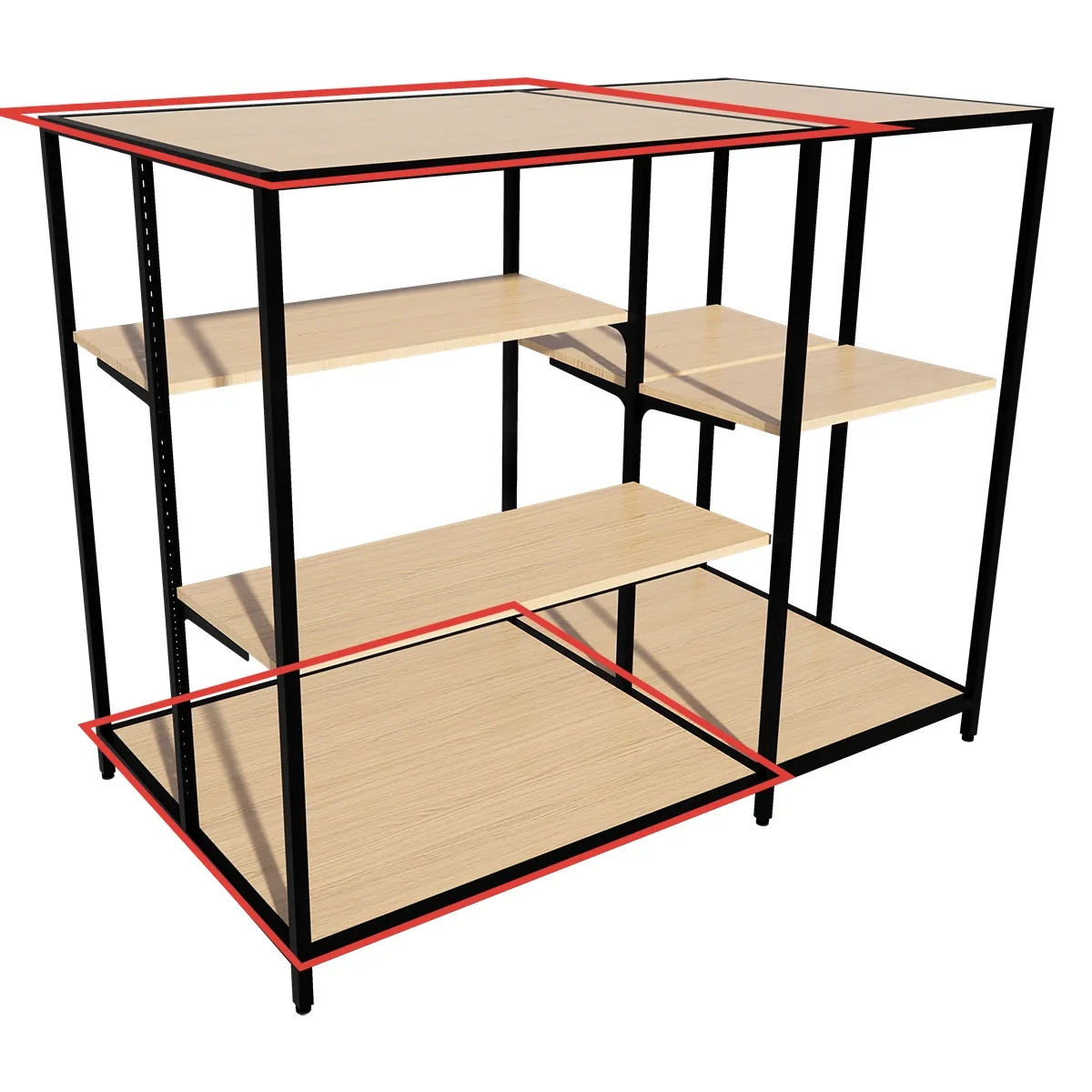 Plateau chêne Vicenza 97,5 x 84,7 cm pour gondole centrale Square 100 - Tablettes Bois Mélaminé-1