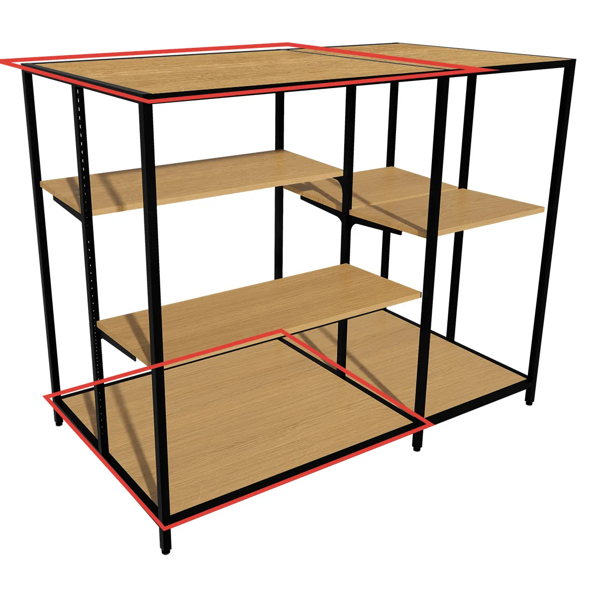 Plateau chêne Corbridge 97,5 x 84,7 cm pour gondole centrale Square 100 - Tablettes Bois Mélaminé-1