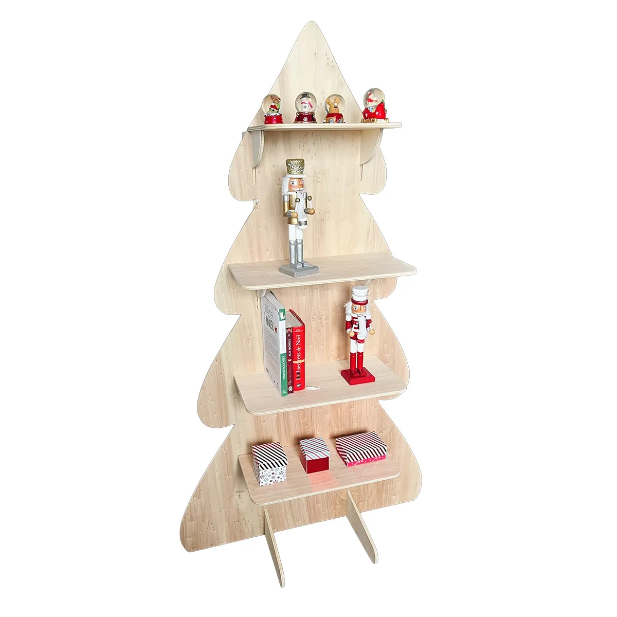 Étagère sapin bois peuplier 80 x 41 x H 140 cm - Présentoir bois - Étagères en bois