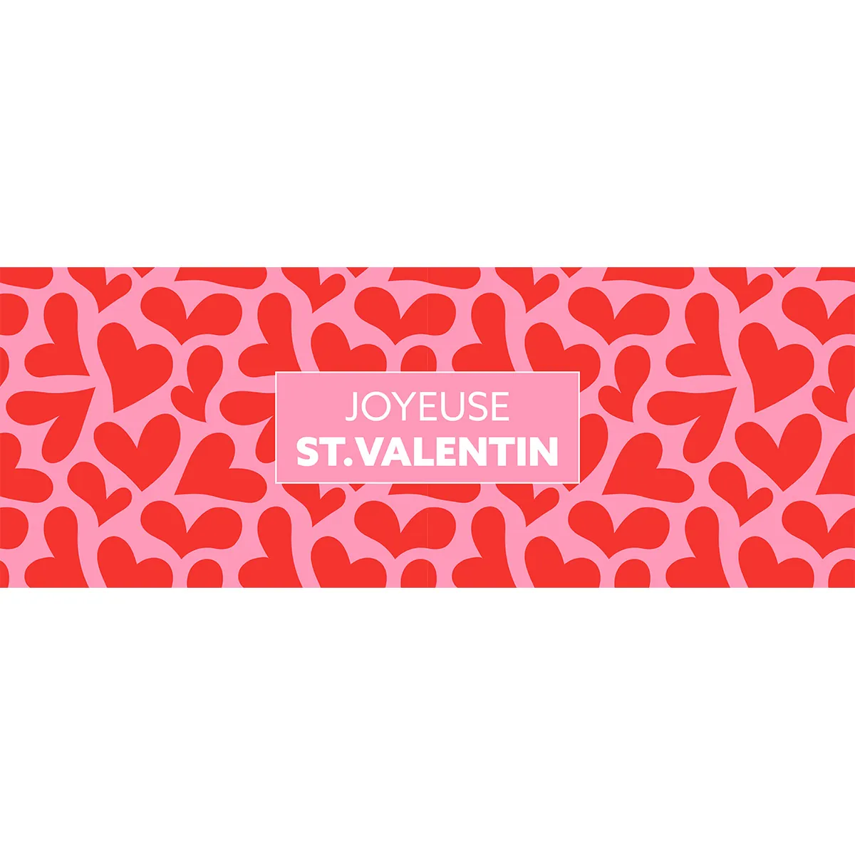 Affiche Saint Valentin Rose/Rouge/Coeurs 84 x 30 cm - Affiche vitrine