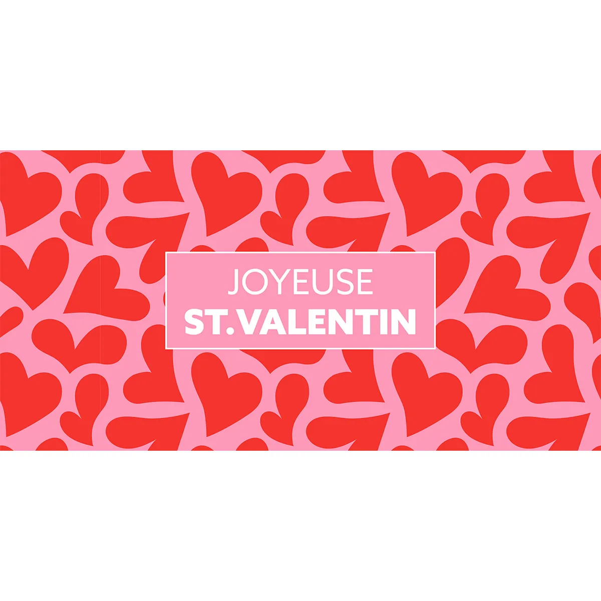 Affiche Saint Valentin Rose/Rouge/Coeurs 40 x 20 cm - Affiche vitrine