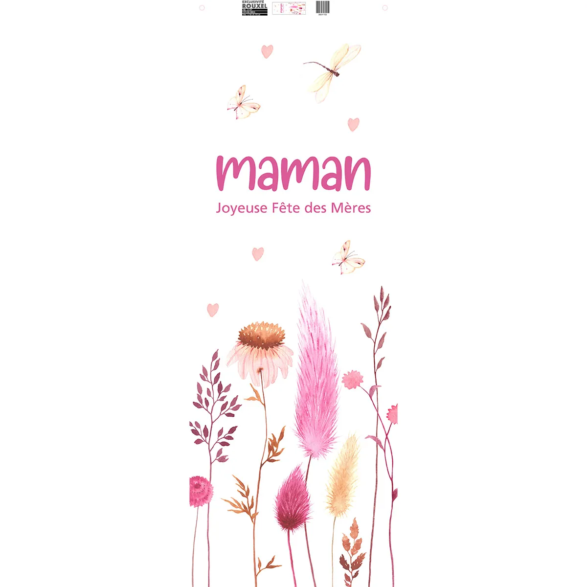 Affiche fête des mères verticale motif fleurs pastel 42 x 119 cm - Fête des mères