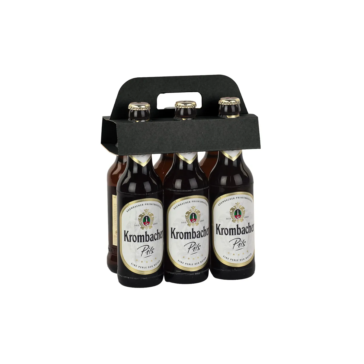 Porte-bouteille 6 bières poignée kraft noir 19x11x4cm - Paquet de 100 - Mètres de bières, Emballages pour bouteilles de bières