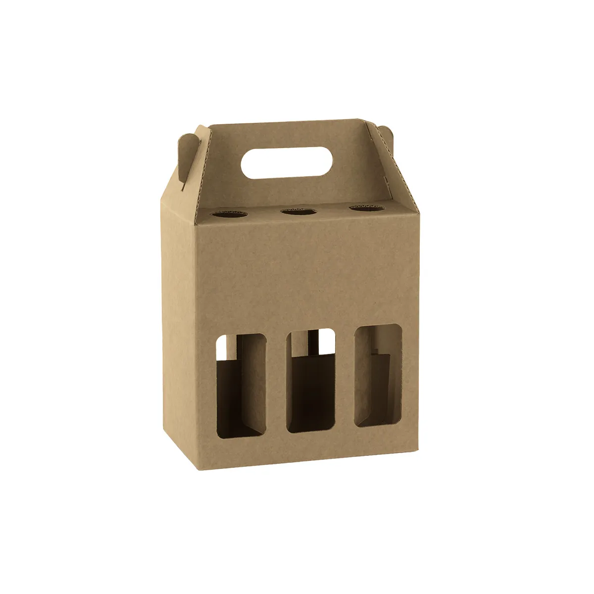 Étuis bouteille bière brun à fenêtre poignée 19x13x21cm – 6 bouteilles – Paquet de 30 - Mètres de bières, Emballages pour bouteilles de bières