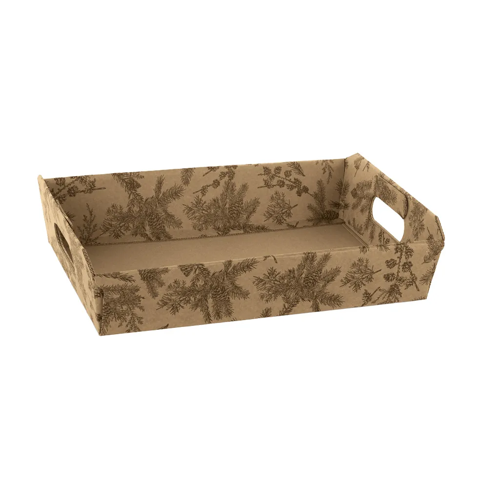 Paniers pour panier garni palmiers brun/marron poignées découpées 35x26x7cm - Paquet de 30 - Corbeilles carton