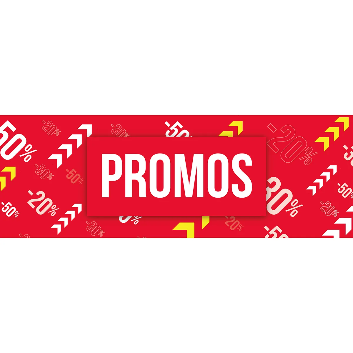 Affiche PROMOS 115 x 40 cm rouge/blanc/jaune papier ½ mat 170 g/m² - Affiches Soldes