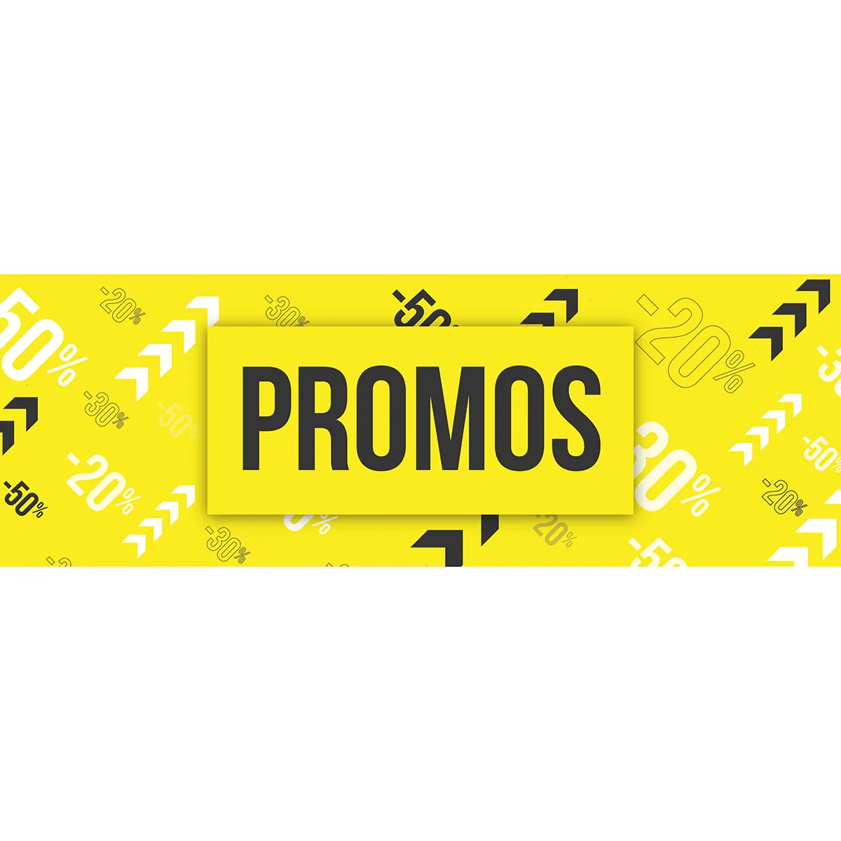 Affiche PROMOS 115 x 40 cm jaune/blanc/noir papier ½  mat 170 g/m² - Affiches Soldes