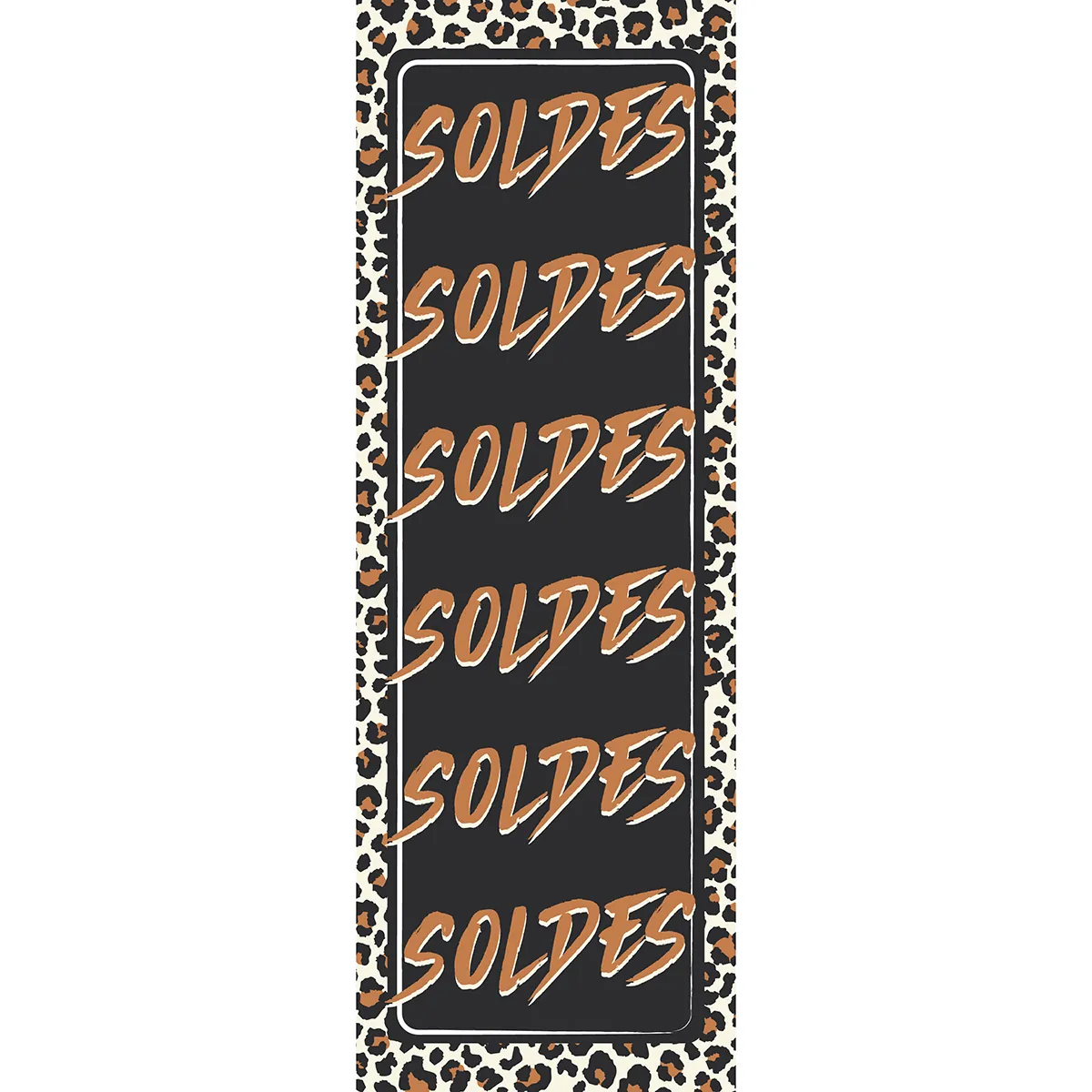 Affiche SOLDES léopard 40 x 115 cm papier ½ mat 170g - pour vitrines et corners de soldes mode - Affiches Soldes