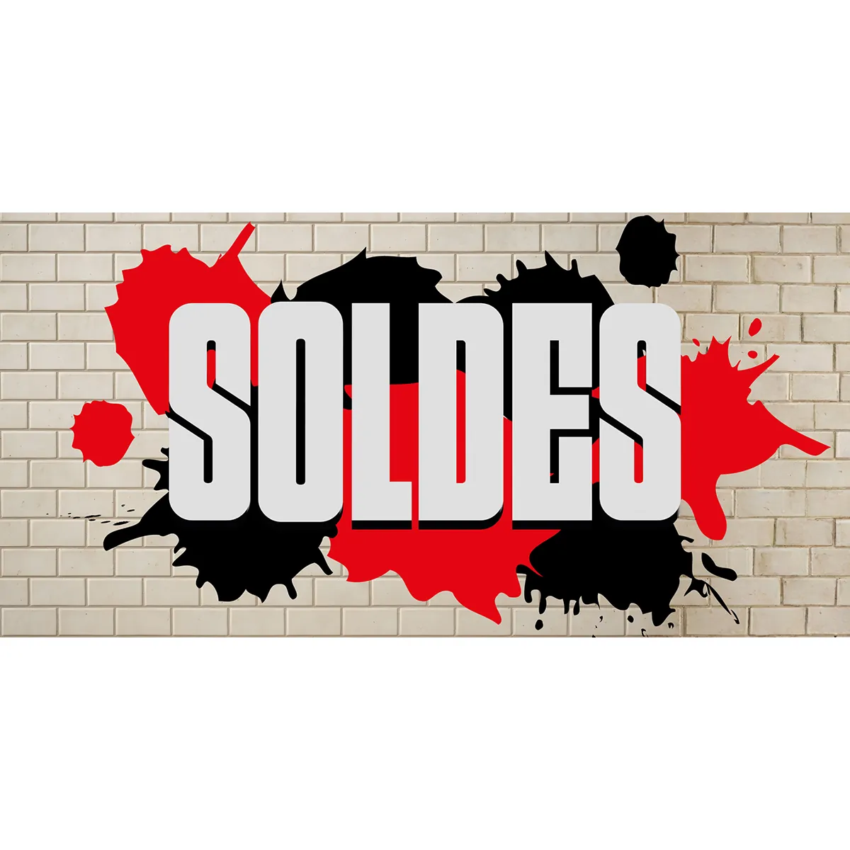 Affiche SOLDES Street Art rouge/noir 80 x 40 cm – papier couché ½ mat 170 g/m² - Affiches Soldes