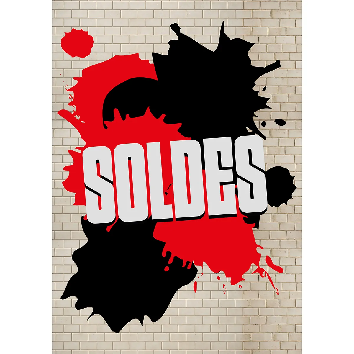 Affiche SOLDES Street Art rouge/noir 120 x 170 cm – papier couché ½ mat 190 g/m² - Affiches Soldes