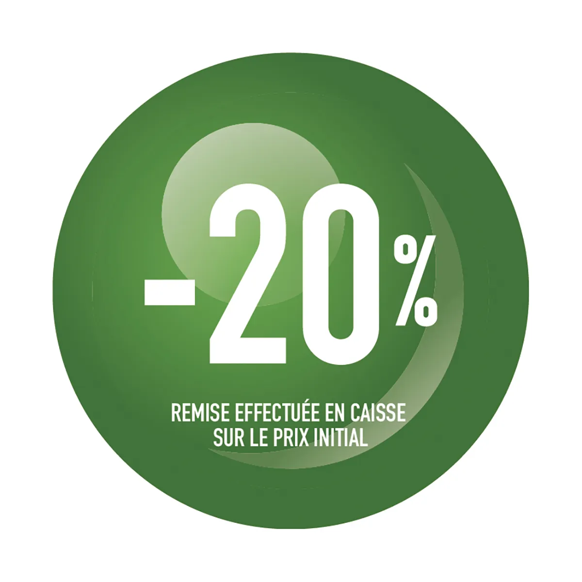 Sticker Soldes “-20%” Vert – Pastille adhésive ø10mm - Lot de 500 - Étiquettes adhésives Soldes