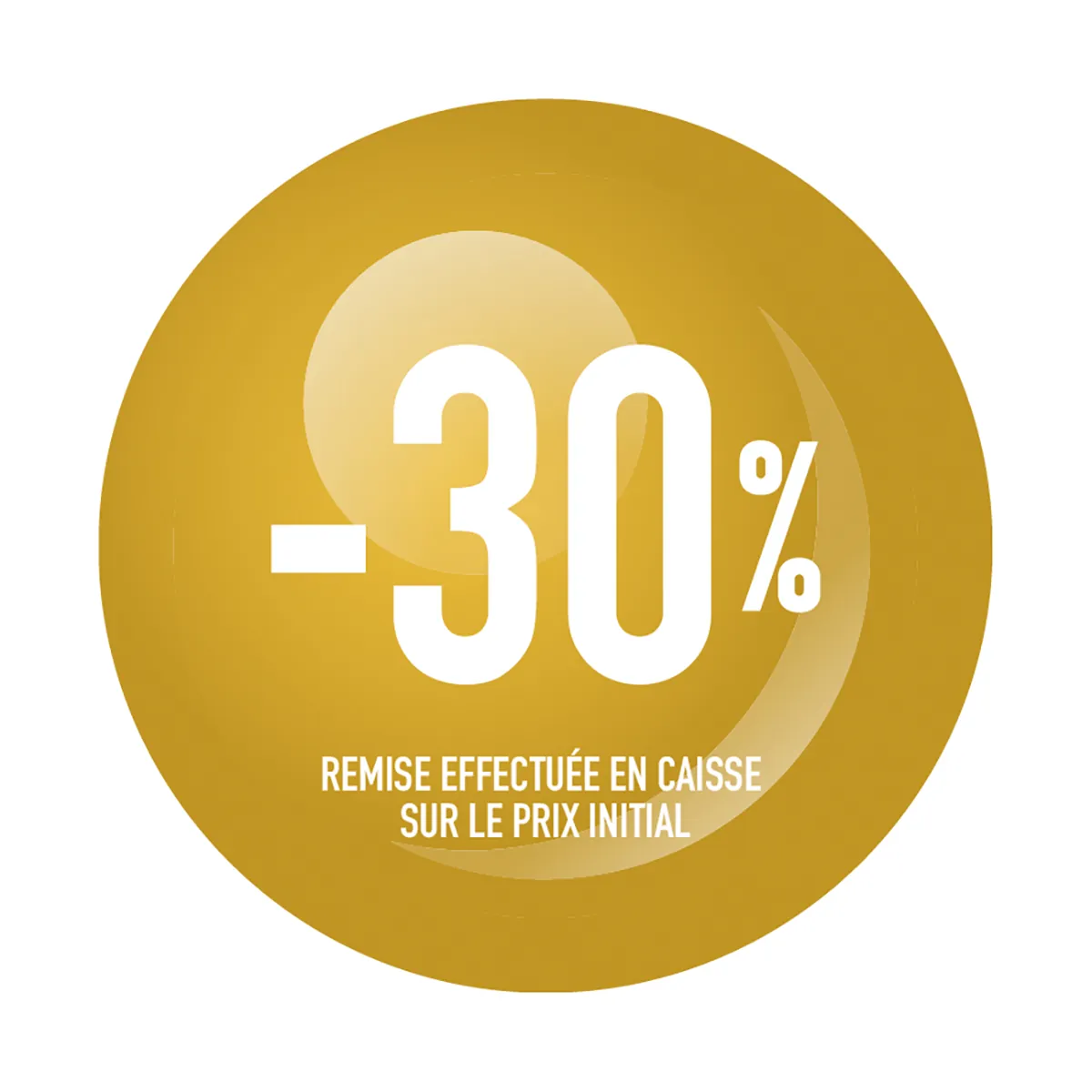 Sticker Soldes “-30%” Jaune – Pastille adhésive ø10mm - Lot de 500 - Étiquettes adhésives Soldes