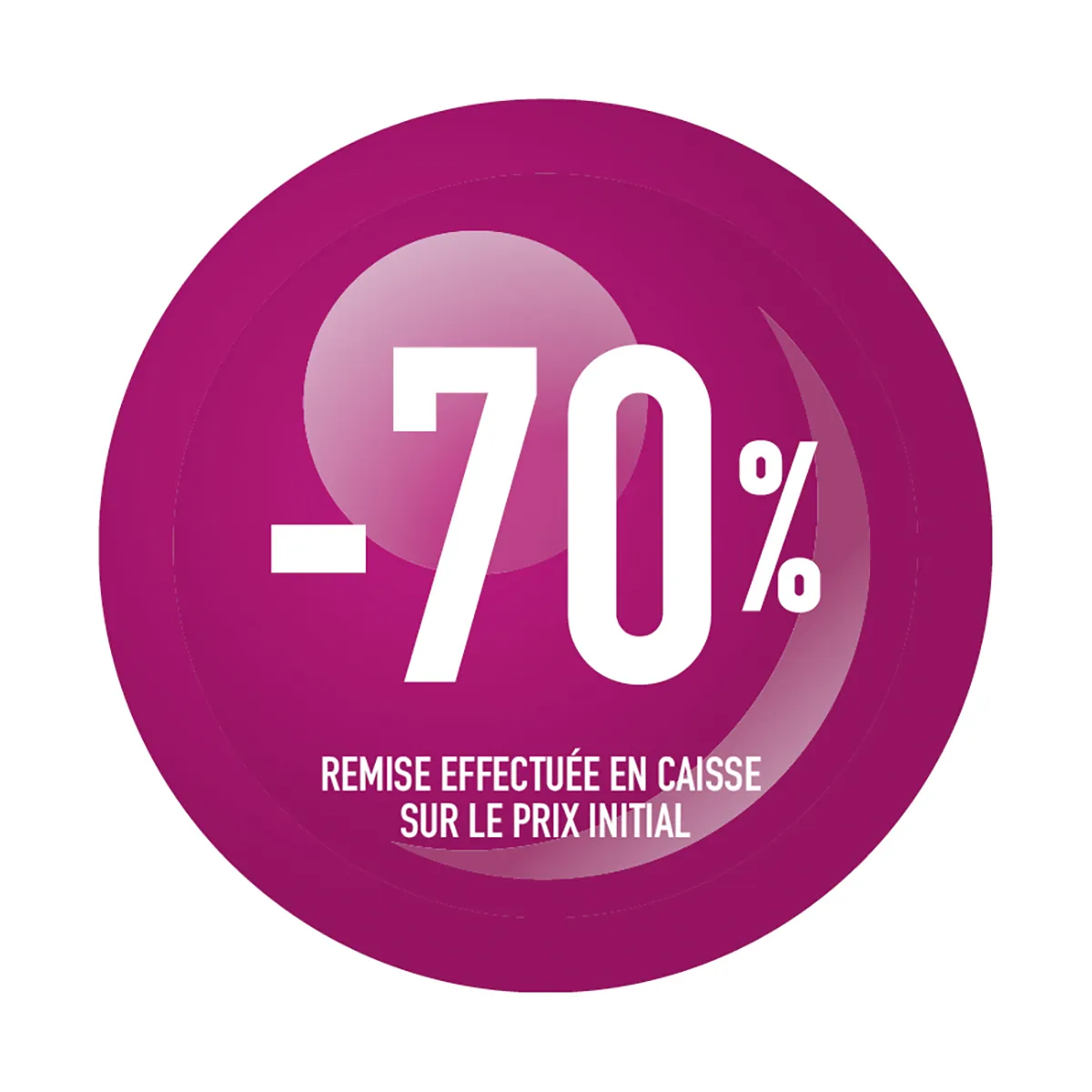 Sticker Soldes “-70%” Rose – Pastille adhésive ø10mm - Lot de 500 - Étiquettes adhésives Soldes