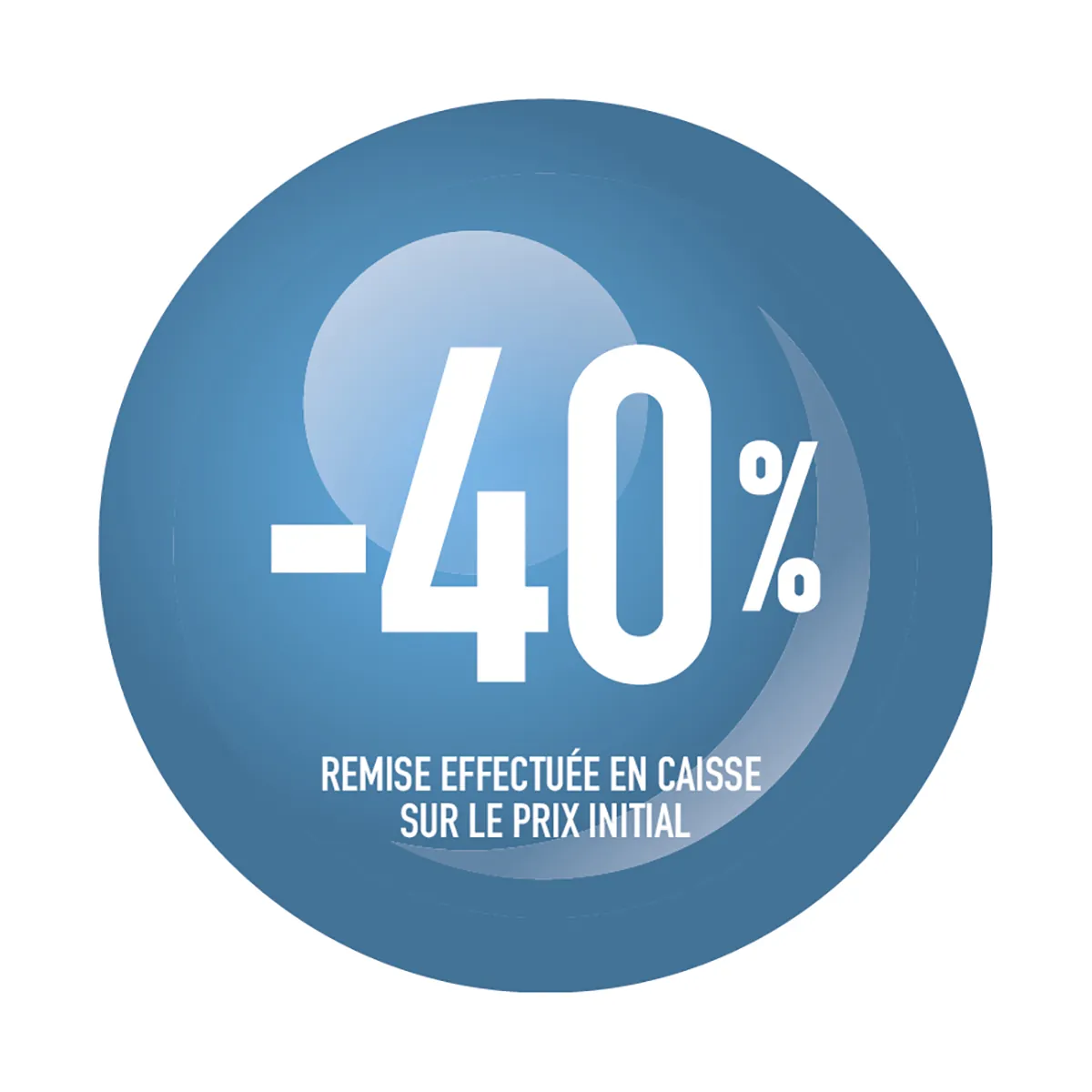 Sticker Soldes “-40%” Bleu – Pastille adhésive ø25mm - Lot de 500 - Étiquettes adhésives Soldes