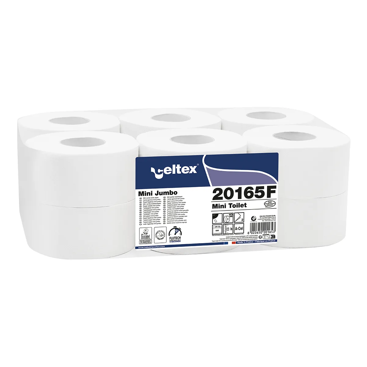 Papier toilette mini jumbo 2 plis pure ouate 160m – Paquet de 12 rouleaux - Papier toilette et mouchoirs