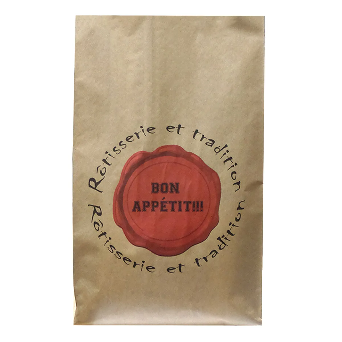 Sachet poulet rôti ingraissable papier kraft 20 + 8 x 35 cm – Brun – Sac Poulet - Carton de 500 - Films, papiers ingraissables et sachets papier alimentaires