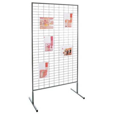 Présentoir grille d'exposition sur pied, métal, gris, 100 x 187,5 cm - Grilles en Kit-1