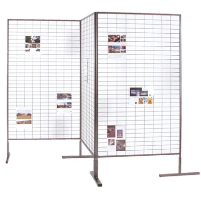 Présentoir grille d'exposition sur pied, métal, gris, 100 x 187,5 cm - Grilles en Kit-2
