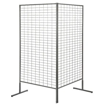 Présentoir grille d'exposition sur pied, métal, gris, 100 x 187,5 cm - Grilles en Kit-3