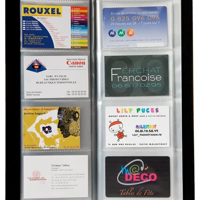 Porte cartes de visite pour 160 cartes polypropylène 12 x 27 cm - Noir - Protèges-documents, Porte-vues-1