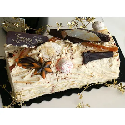 Semelle bûche carton Or/Noir 950g/m² 39x10 cm – Bords festonnés – Paquet de 50 - Boîtes à bûches-1