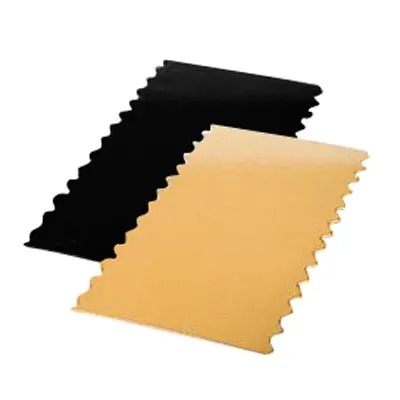 Semelle bûche carton Or/Noir 950g/m² 24x10 cm – Bords festonnés – Paquet de 50 - Boîtes à bûches