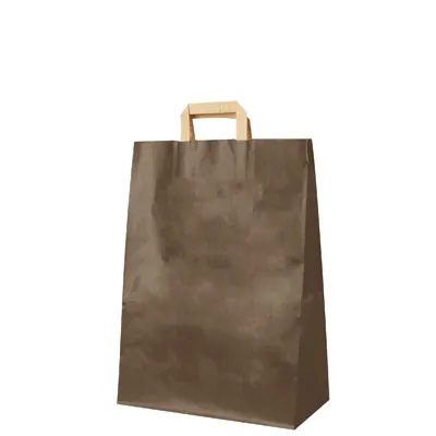 Sacs cabas kraft  - Sacs kraft couleur poignées plates