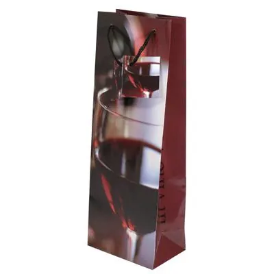 Sacs pelliculés 1 bouteille - motif verre de vin - Sacs pour bouteilles de vin