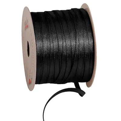 Ruban satin noir double face 6 mm x 91 m - Rubans tissu, Cordons