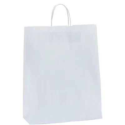Sac kraft blanc poignées torsadées 32 x 12 x 41 cm 100g/m² - Lot de 250 - Sacs kraft blanc poignées torsadées