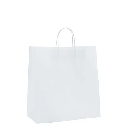 Sac kraft blanc poignées torsadées 24 x 10 x 31 cm 90g/m² - Lot de 200 - Sacs kraft blanc poignées torsadées