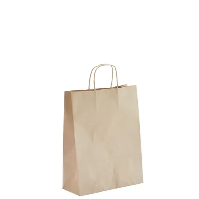 Sac kraft brun poignées torsadées 24 x 10 x 31 cm - Sac papier kraft - Paquet de 200 - Sacs kraft brun poignées torsadées
