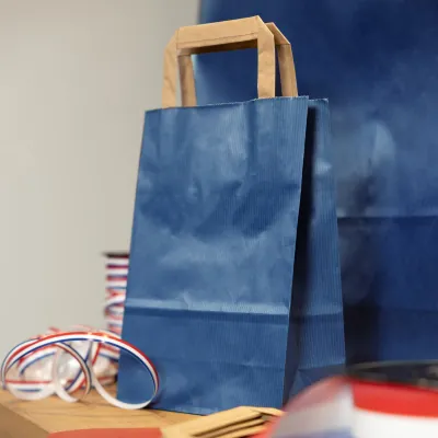 Sacs cabas kraft  - Sacs kraft couleur poignées plates-1