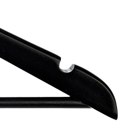 Cintre bois noir avec barre et encoches 44,5 cm - Cintre chemise - Cintre costume - Lot de 3 - Cintres bois-1