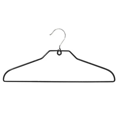 Cintre métal antidérapant avec barre fil gainé PVC 40 cm - Cintre plat - Lot de 60 - Cintres métal