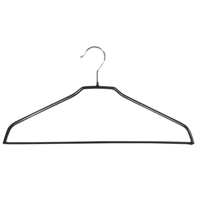 Cintre métal antidérapant avec barre fil gainé PVC 43,5 cm - Cintre plat - Lot de 60 - Cintres métal