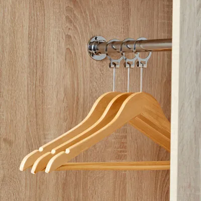 Cintre antivol bois naturel avec barre et encoches 44,5 cm - Cintre professionnel - Lot de 8 - Cintres bois-3