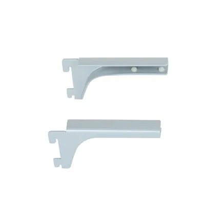 Console droite pour tablette verre L 13 cm Gris aluminium - Lot de 2 - Crémaillères économiques