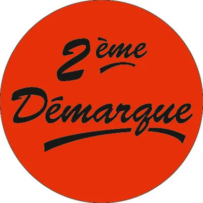 Pastille adhésive Soldes 2ème Démarque orange fluo ø 36 mm - Lot de 500 - Gommettes adhésives évènementielles