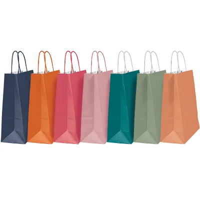 Sac kraft blue navy à poignées torsadées 36+13x44,5cm 90g/m² (x50) - Sacs kraft couleur poignées torsadées-1