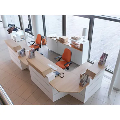 Banque d'accueil droite Chêne/Blanc - L 120 x P 83 x H 110/74 cm - Bureaux d'accueil Sunday-2