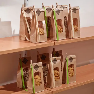 Sac SOS kraft brun avec fenêtre 400 ml 10 x 5,5 x 28,5 cm - Sachet SOS - Lot de 100 - Sacs SOS avec fenêtre-1